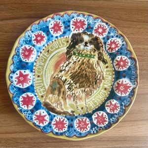 Anthropologie Cornelia O'Donovan Woodland Picnic Papillon Dog 8" Plate